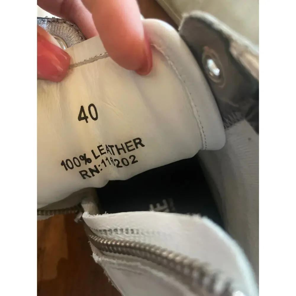 ZADIG & VOLTAIRE Flash High Top Sneakers White Lightning Bolt Size 40 10 Leather